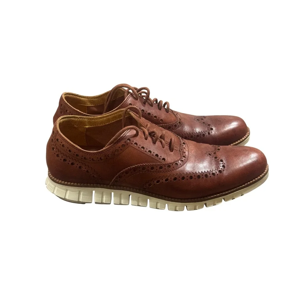 Cole Haan Zerogrand Wingtip Oxford Mens 8.5 M British‎ Tan Leather C23741